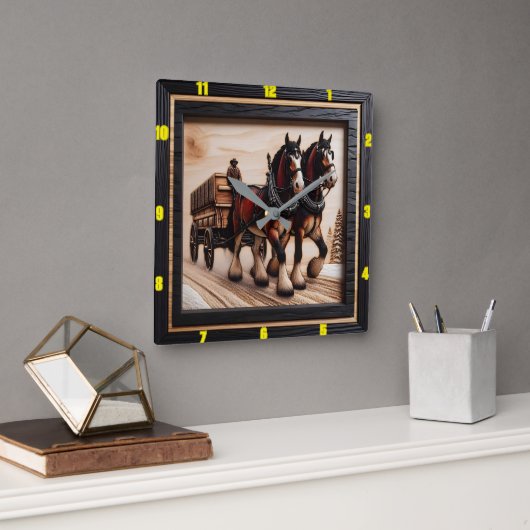 ウィンターライドベスポケチャードウッドクリデール スクエア壁時計 (オフィス)