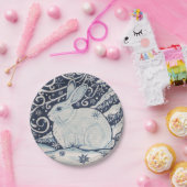 ウィンターラビットブルー&ホワイトデルフトデダム ペーパープレート (パーティー)