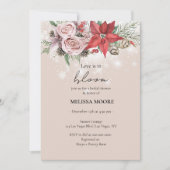 ウィンターラブイズイン開花ブライダルシャワーポインセチア 招待状 (正面)