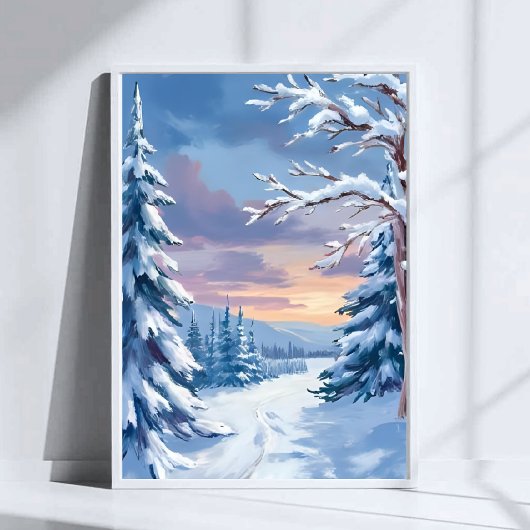ウィンターランダー | 山の雪の自然画 ポスター