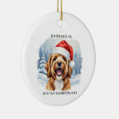 ウィンターランドで吠える犬 クリスマス セラミックオーナメント (右)