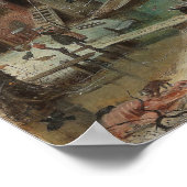 ウィンターランドスケープアイススケーターバイヘンドリック・アバーキャンプ ポスター (角)