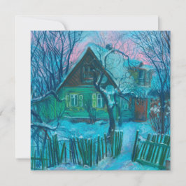 ウィンターランドスケープオールドコテージハウスパステル絵画ズ