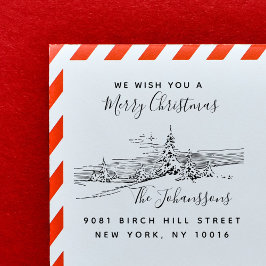 ウィンターランドスケープクリスマスファミリー差出人住所 セルフインキングスタンプ