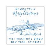 ウィンターランドスケープクリスマスファミリー差出人住所 セルフインキングスタンプ (デザイン)