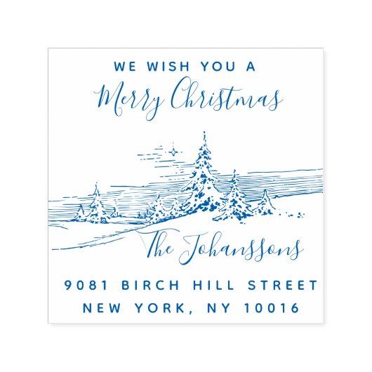 ウィンターランドスケープクリスマスファミリー差出人住所 セルフインキングスタンプ (デザイン)