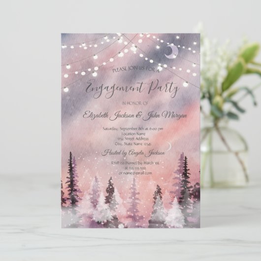 ウィンターランドスケープグリーンパインフォレスト婚約 招待状 (スタンド正面)