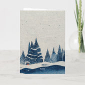 ウィンターランドスケープフォレストネイビーブルースケッチ シーズンカード (裏面)