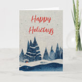 ウィンターランドスケープフォレストネイビーブルースケッチ シーズンカード (正面)