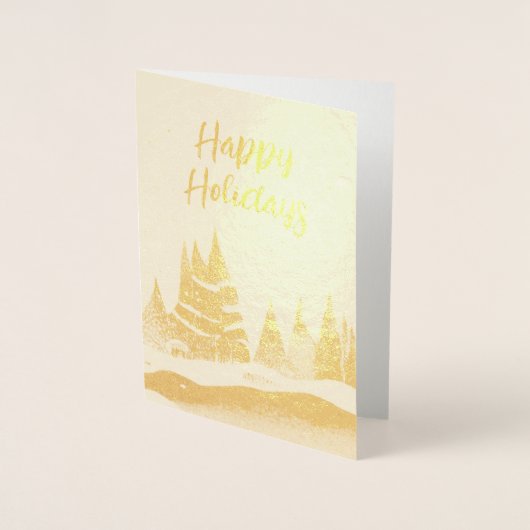 ウィンターランドスケープフォレストネイビーブルースケッチ 箔カード (正面)