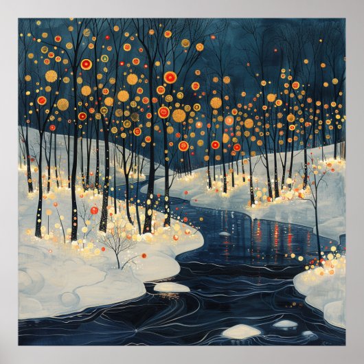 ウィンターランドスケープリバーリバーリバーインプレシショニストスタイル ポスター (正面)