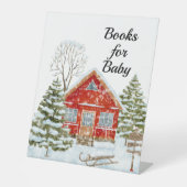 ウィンターランドスケープレッドハウスブックスベビー 台座サイン (正面)