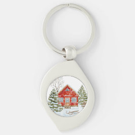 ウィンターランドスケープレッドハウス キーホルダー