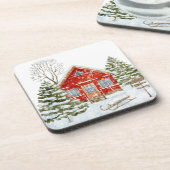 ウィンターランドスケープレッドハウス コースター (左側)