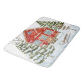 ウィンターランドスケープレッドハウス バスマット (アングル)