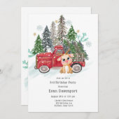 ウィンターランドトラックとベビールドルフ誕生日パーティー 招待状 (正面/裏面)