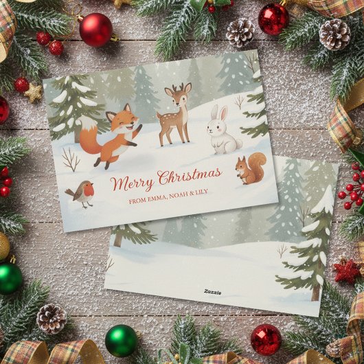 ウィンターランド メリークリスマス 森の動物たち シーズンカード