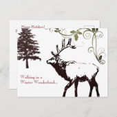 ウィンターラ疑問に思ンドエルクウッドランドクリスマス シーズンポストカード (正面/裏面)
