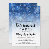 ウィンターリタイアメントパーティーホリデースパークルブルー 招待状 (正面/裏面)