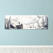 ウィンターリトリート：コージーマウンテンランドスケープ キャンバスプリント (インサイチュ (ウッドフロア))