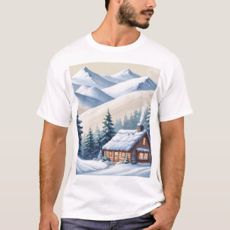 ウィンターリトリート:雪の山々のキャビン Tシャツ
