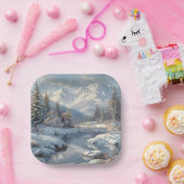 ウィンターリバーパインツリーフォレストマウンテンズ ペーパープレート (パーティー)