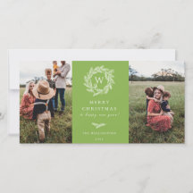 ウィンターリースモノグラムホリデイ2フォトカードグリーン