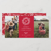 ウィンターリースモノグラムホリデー2フォトカードレッド シーズンカード (正面/裏面)