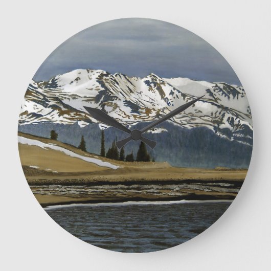 ウィンターリードビルコロラドマウンテンランドスケープ ラージ壁時計 (正面)