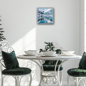 ウィンターレイクイーグルフィッシャーマンスノイ山脈 スクエア壁時計