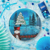 ウィンターレイククリスマスフォークアート ペーパープレート (パーティー)