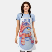ウィンターレットイットスノー雪だるま エプロン (着用した状態)