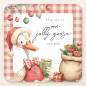 ウィンターレッドクリスマスシリーガチョウ1歳の誕生日 スクエアペーパーコースター (正面)