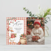 ウィンターレッドクリスマスシリーガチョウ1歳の誕生日 招待状 (スタンド正面)