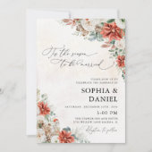 ウィンターレッドグリーンリーピネコン結婚式招待状 招待状 (正面)