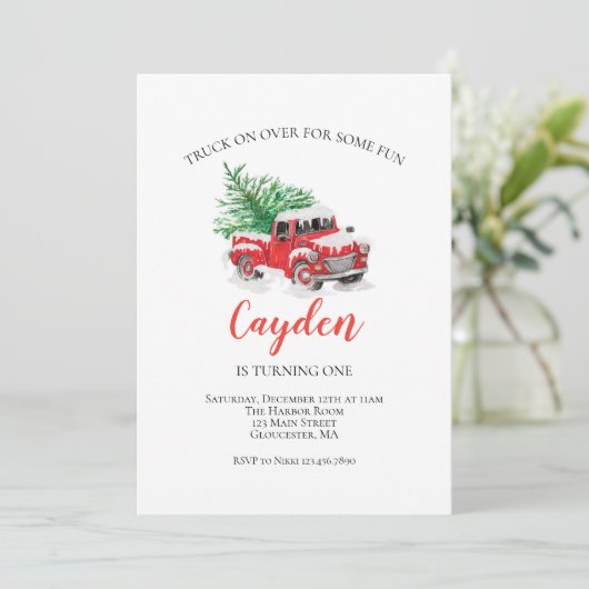 ウィンターレッドトラックファースト誕生日 招待状 (スタンド正面)