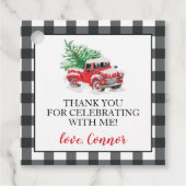 ウィンターレッドトラックブラックバッファロープレイド誕生日 フェイバータグ (正面)