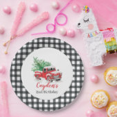 ウィンターレッドトラック誕生日パーティー ペーパープレート (パーティー)