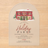 ウィンターレッドハウスクリスマスホリデーパーティー アクリル招待状 (正面)