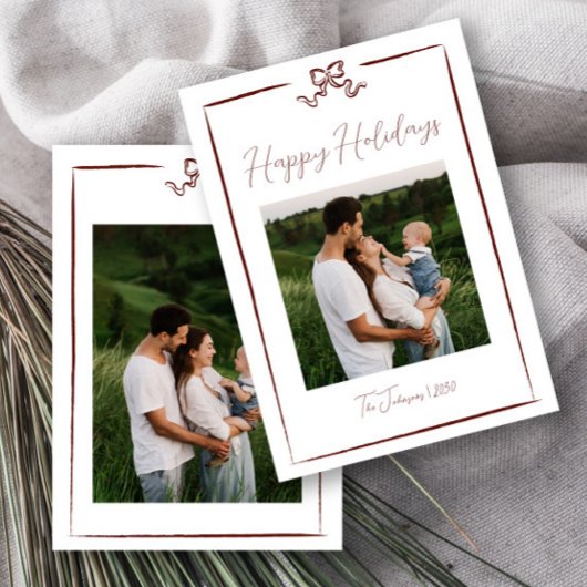 ウィンターレッドハンドドロッドボウ幸せな休日1写真 招待状