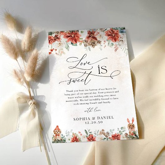 ウィンターレッドピネコ結婚ンズフラットサンキューカード サンキューカード