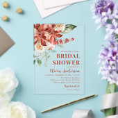 ウィンターレッドフローラクリスマスブライダルシャワー アクリル招待状 (インサイチュ (ウェディング))