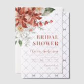 ウィンターレッドフローラクリスマスブライダルシャワー ベラム紙招待状 (オフセット (招待状))