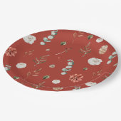 ウィンターレッドフローラグリーンフェスティバルブライダルシャワー ペーパープレート (アングル)