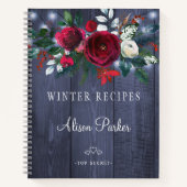 ウィンターレッドフローラブーケ素朴な海軍納屋レシピ ノートブック (正面)