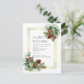 ウィンターレッドベリーパインコーン結婚ズ ポストカード (スタンド正面)