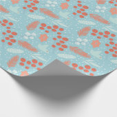 ウィンターレッドベリーブルーバードクリスマス ラッピングペーパー (角)