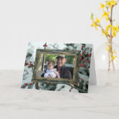 ウィンターレッドベリーホリデークリスマスカード カード (黄色い花)