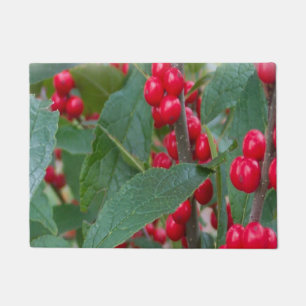 ウィンターレッドベリーホリデーシーニッククリスマス ドアマット