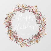 ウィンターレッドベリーリースハッピーホリデーズ ウィンドウサイン (シート)